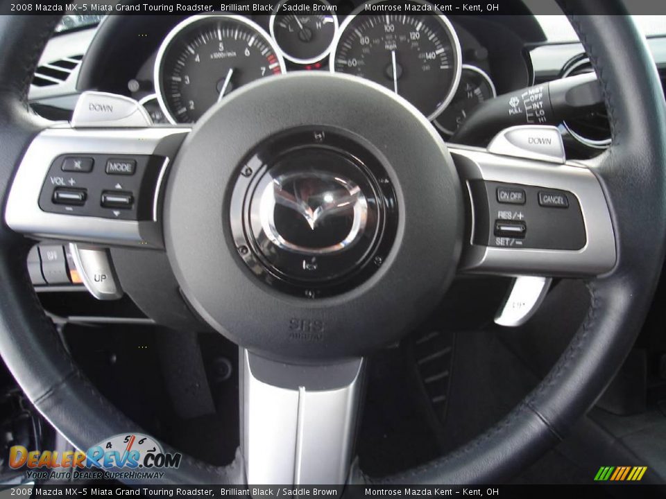 2008 Mazda MX-5 Miata Grand Touring Roadster Brilliant Black / Saddle Brown Photo #24