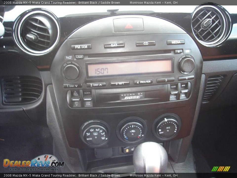 2008 Mazda MX-5 Miata Grand Touring Roadster Brilliant Black / Saddle Brown Photo #25