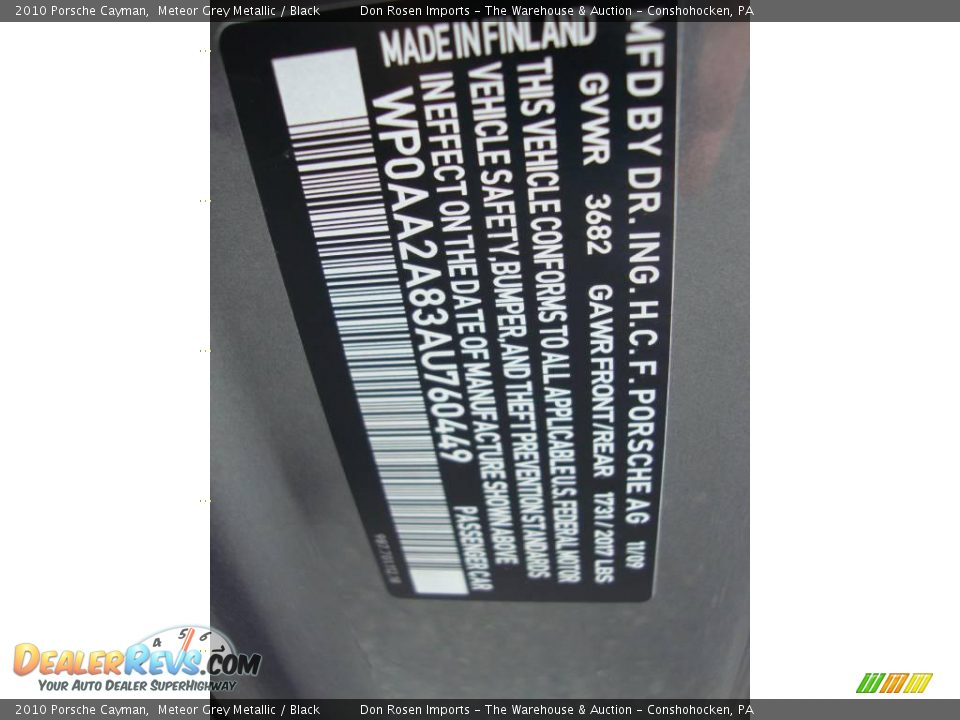 2010 Porsche Cayman Meteor Grey Metallic / Black Photo #34