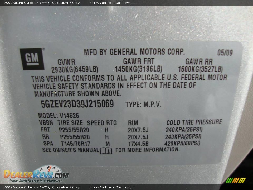2009 Saturn Outlook XR AWD Quicksilver / Gray Photo #16