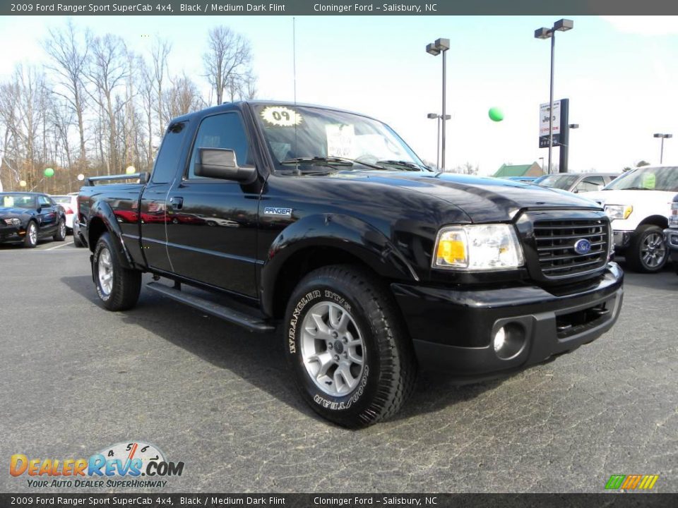 2009 Ford Ranger Sport SuperCab 4x4 Black / Medium Dark Flint Photo #1