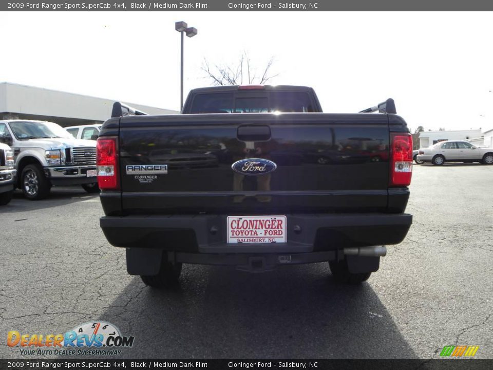 2009 Ford Ranger Sport SuperCab 4x4 Black / Medium Dark Flint Photo #2