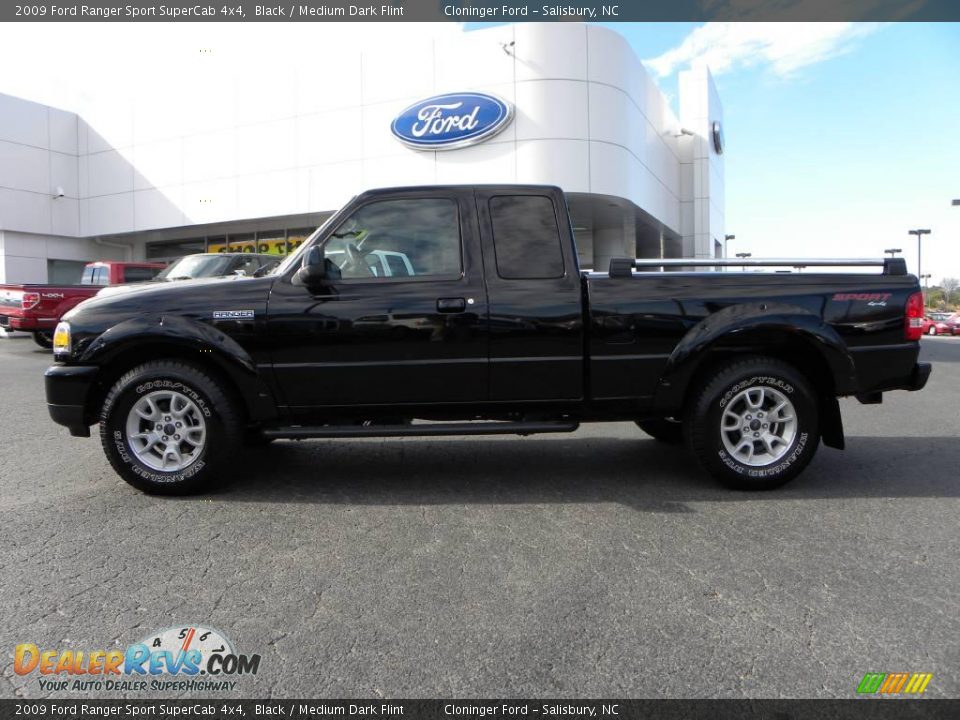2009 Ford Ranger Sport SuperCab 4x4 Black / Medium Dark Flint Photo #3