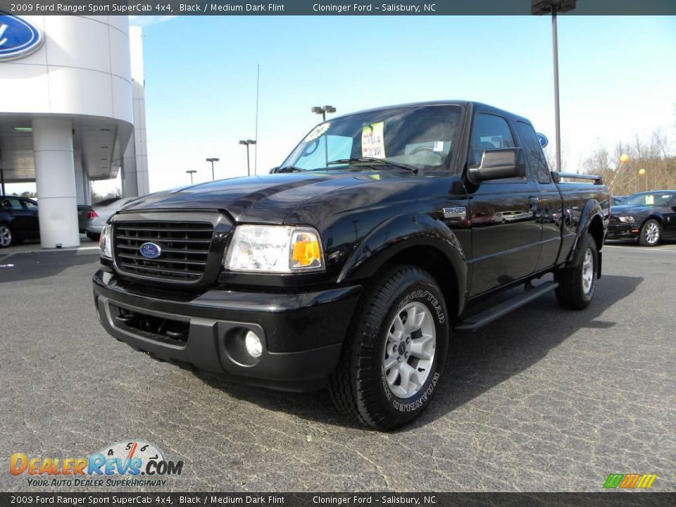 2009 Ford Ranger Sport SuperCab 4x4 Black / Medium Dark Flint Photo #4