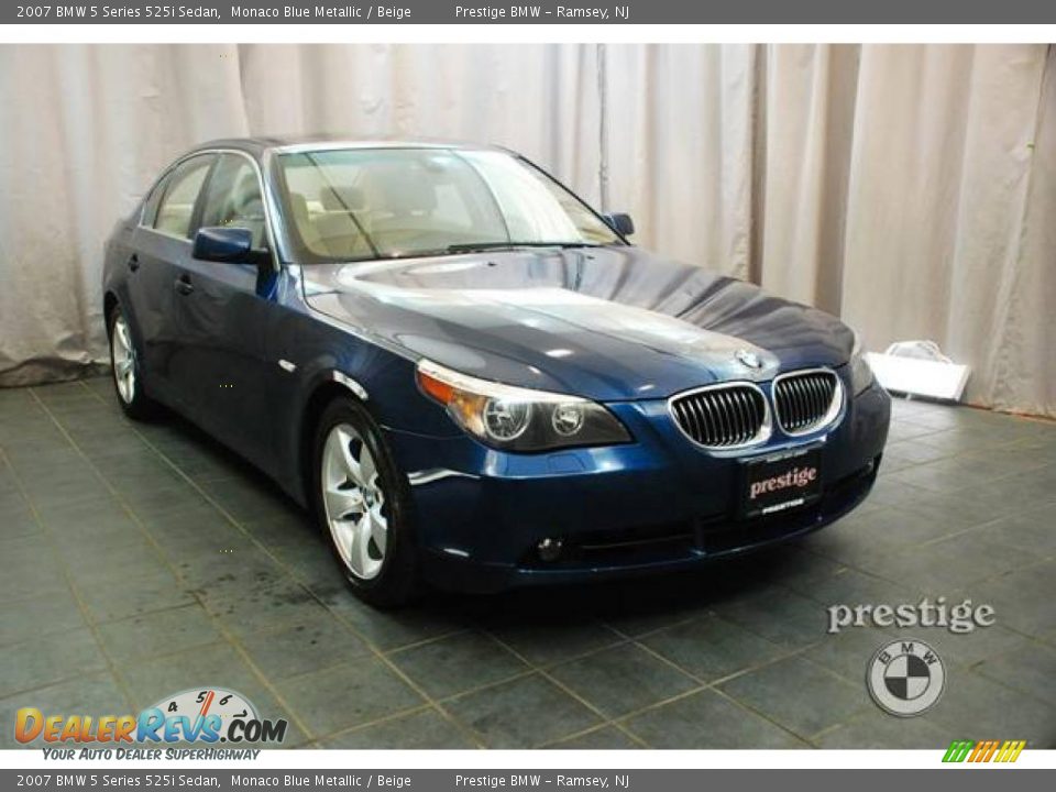 2007 BMW 5 Series 525i Sedan Monaco Blue Metallic / Beige Photo #6