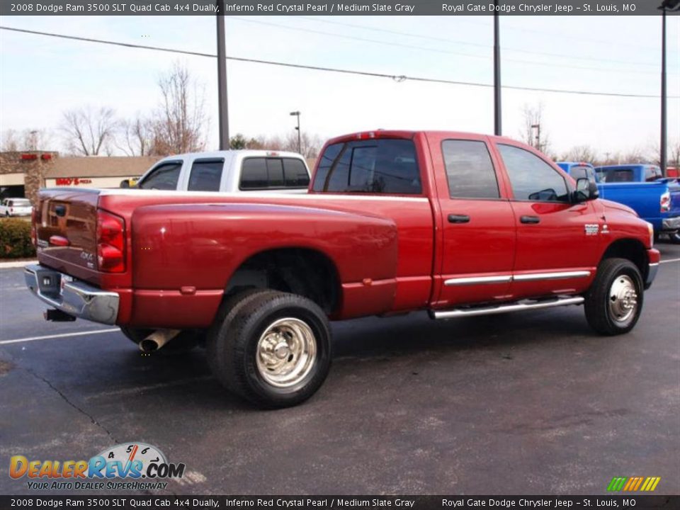 2008 Dodge Ram 3500 SLT Quad Cab 4x4 Dually Inferno Red Crystal Pearl / Medium Slate Gray Photo #3