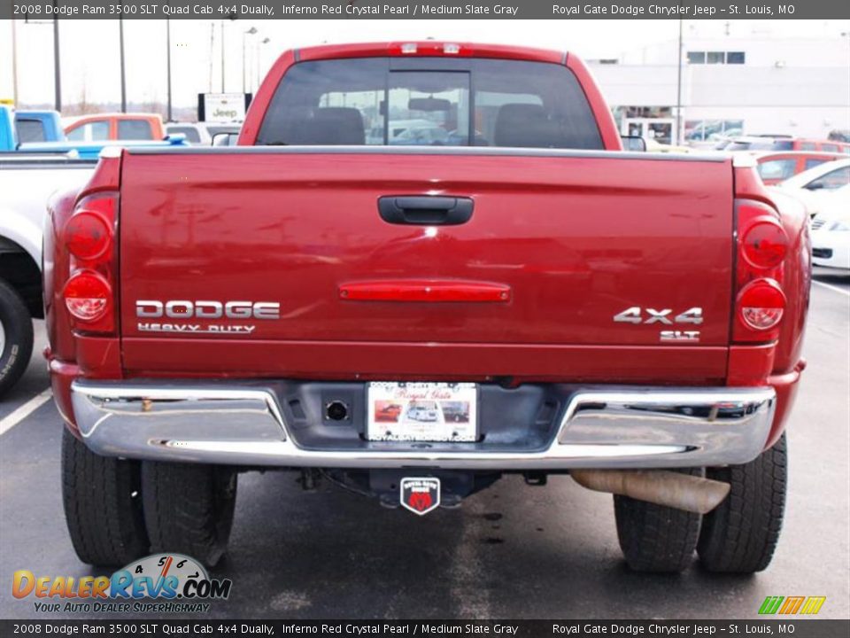 2008 Dodge Ram 3500 SLT Quad Cab 4x4 Dually Inferno Red Crystal Pearl / Medium Slate Gray Photo #6