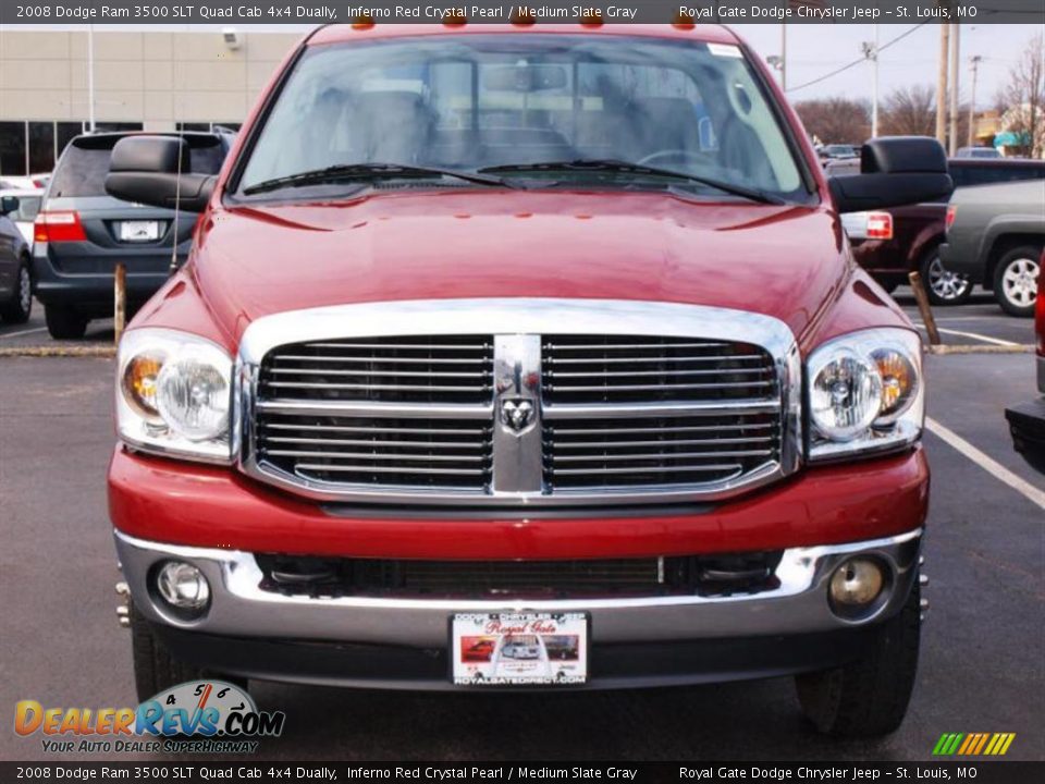 2008 Dodge Ram 3500 SLT Quad Cab 4x4 Dually Inferno Red Crystal Pearl / Medium Slate Gray Photo #8