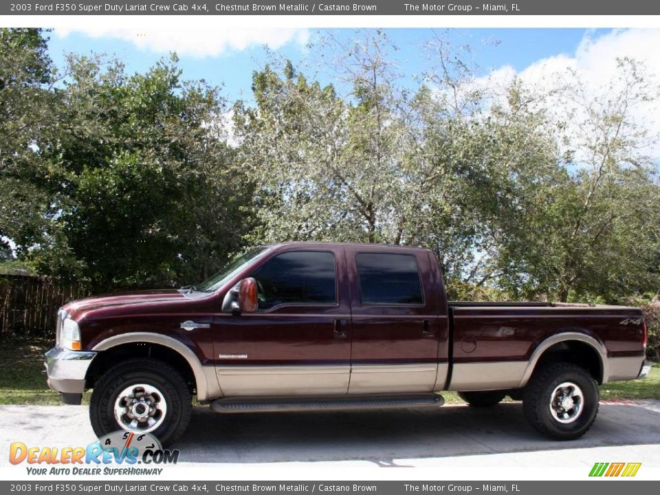 2003 Ford F350 Super Duty Lariat Crew Cab 4x4 Chestnut Brown Metallic / Castano Brown Photo #3