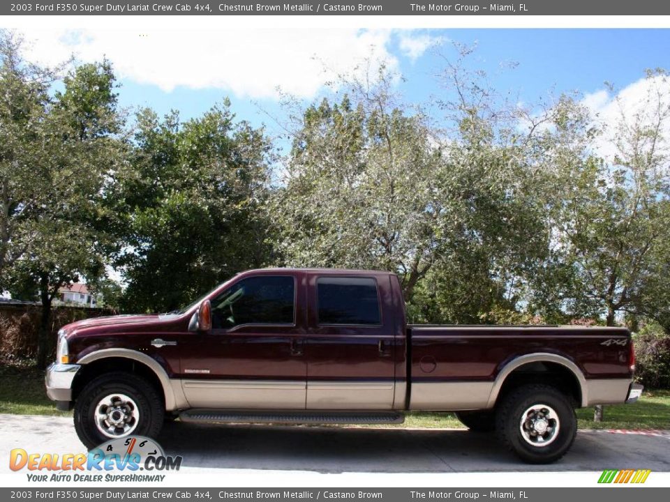2003 Ford F350 Super Duty Lariat Crew Cab 4x4 Chestnut Brown Metallic / Castano Brown Photo #4
