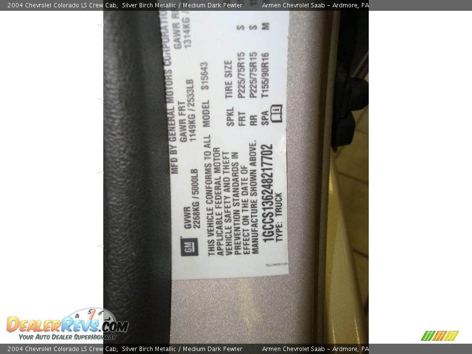 2004 Chevrolet Colorado LS Crew Cab Silver Birch Metallic / Medium Dark Pewter Photo #32