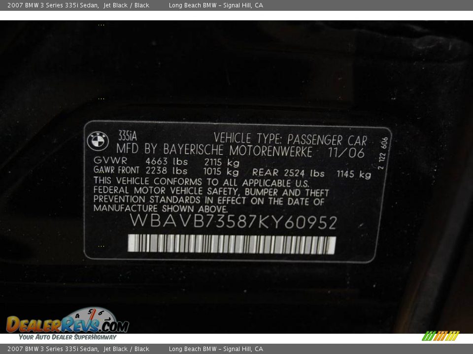 2007 BMW 3 Series 335i Sedan Jet Black / Black Photo #16