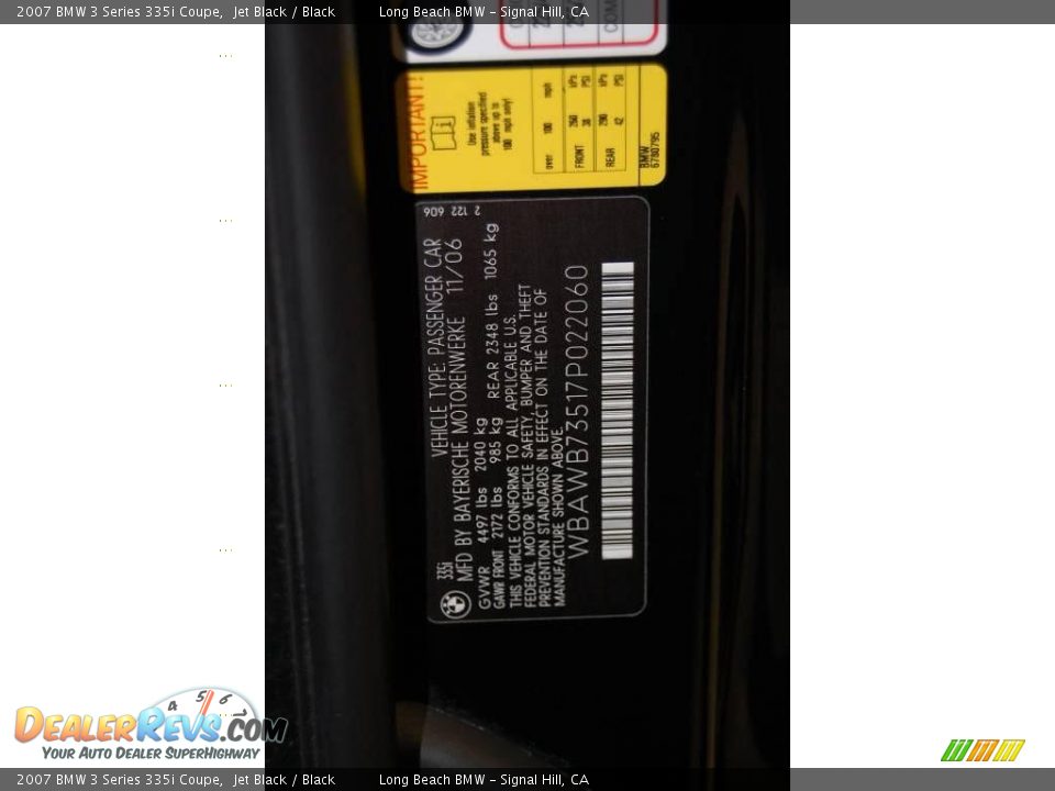 2007 BMW 3 Series 335i Coupe Jet Black / Black Photo #15