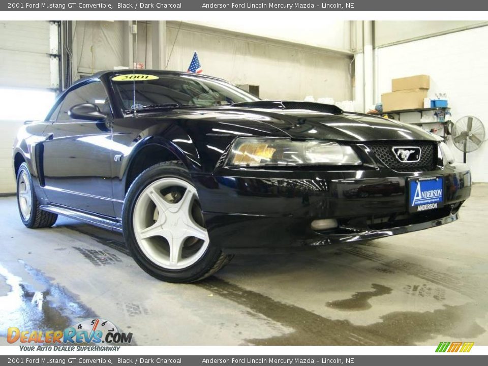 2001 Ford Mustang GT Convertible Black / Dark Charcoal Photo #1