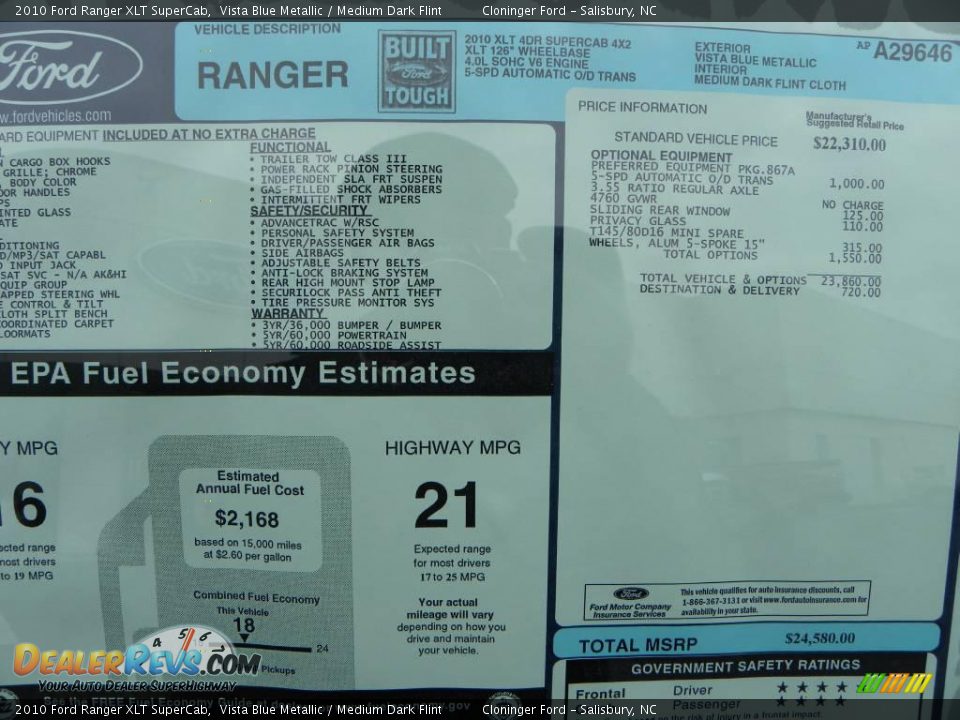 2010 Ford Ranger XLT SuperCab Vista Blue Metallic / Medium Dark Flint Photo #14