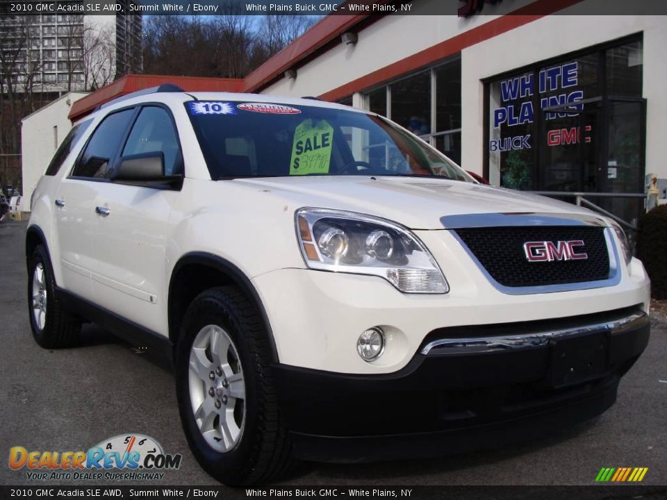 2010 GMC Acadia SLE AWD Summit White / Ebony Photo #3