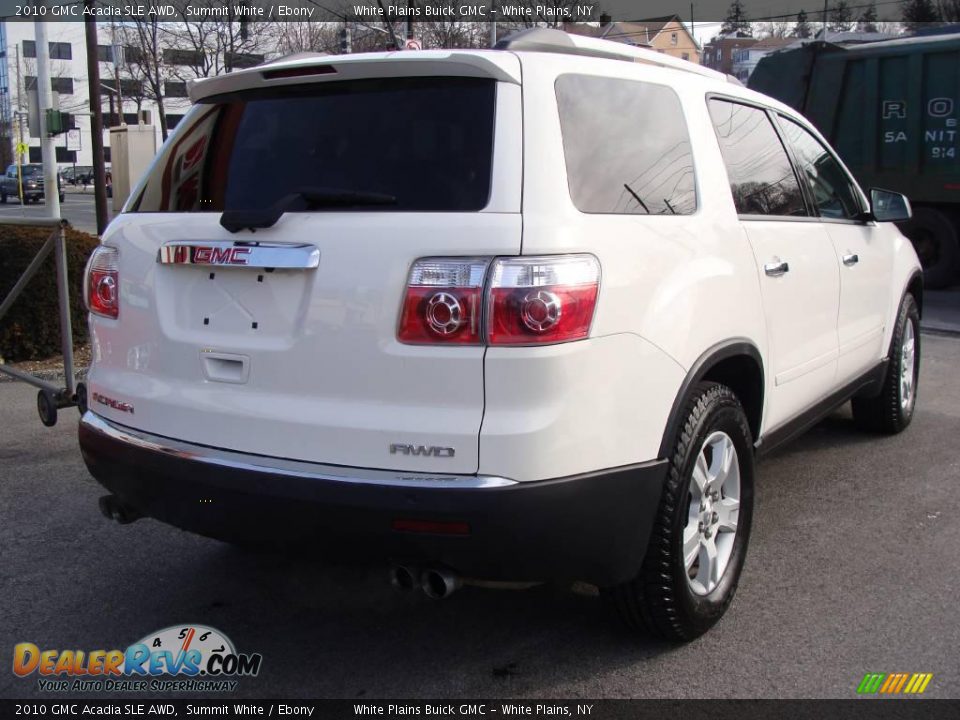 2010 GMC Acadia SLE AWD Summit White / Ebony Photo #5