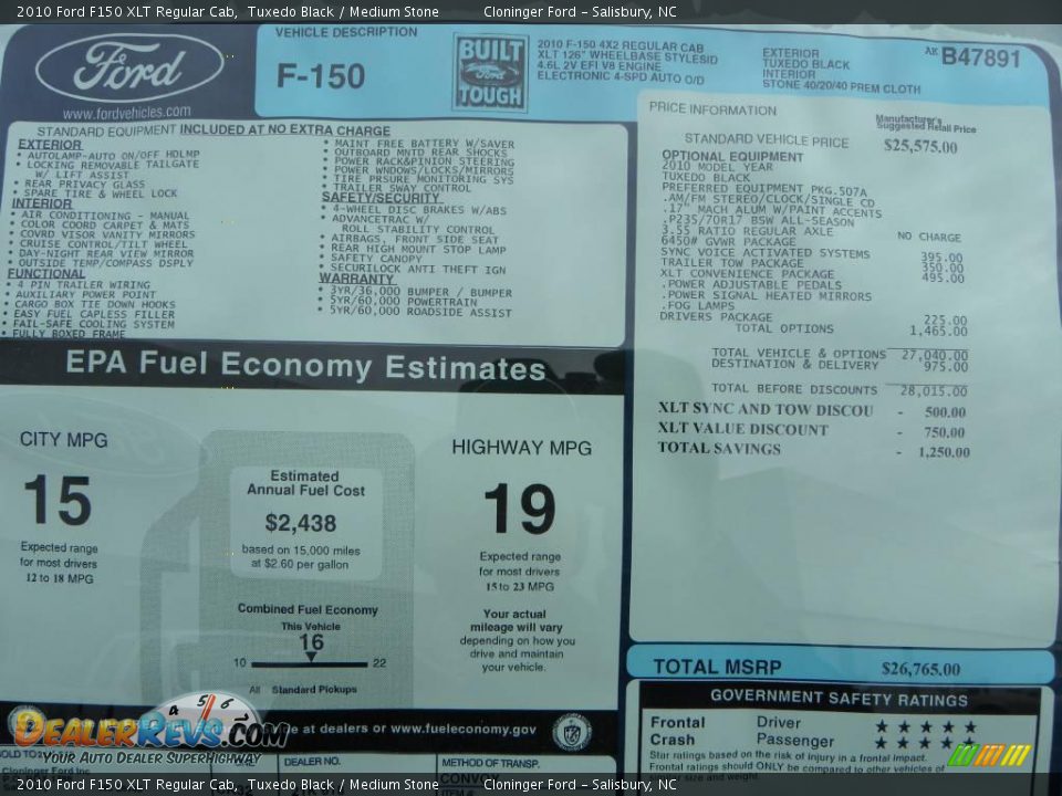 2010 Ford F150 XLT Regular Cab Tuxedo Black / Medium Stone Photo #12