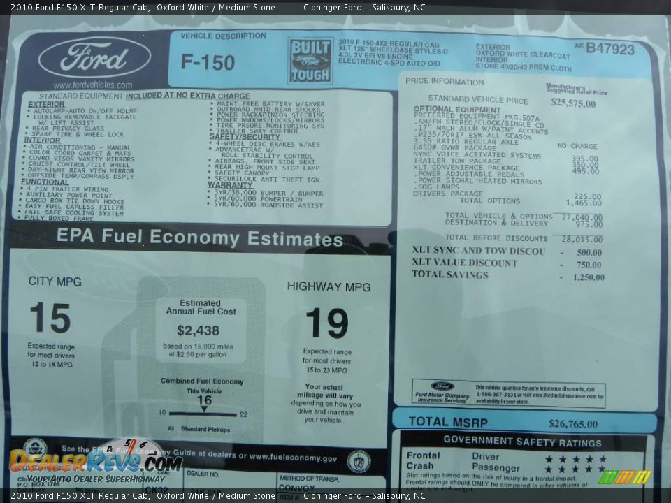 2010 Ford F150 XLT Regular Cab Oxford White / Medium Stone Photo #12