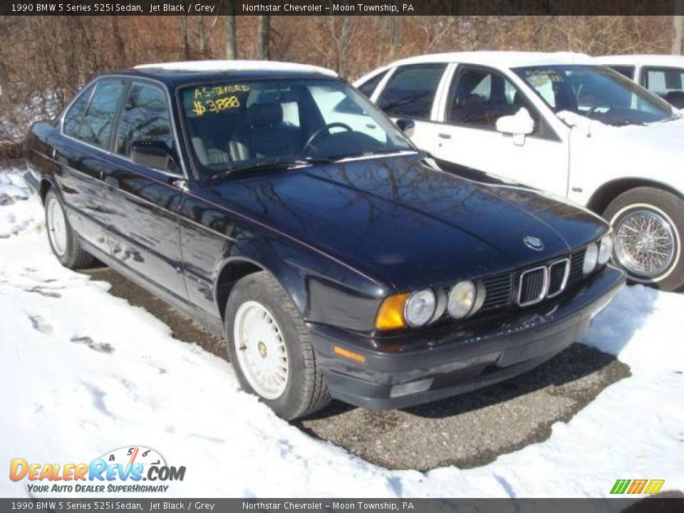 1990 BMW 5 Series 525i Sedan Jet Black / Grey Photo #1