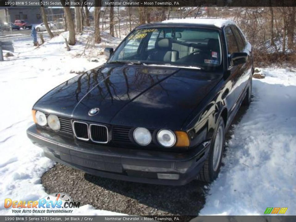 1990 BMW 5 Series 525i Sedan Jet Black / Grey Photo #6