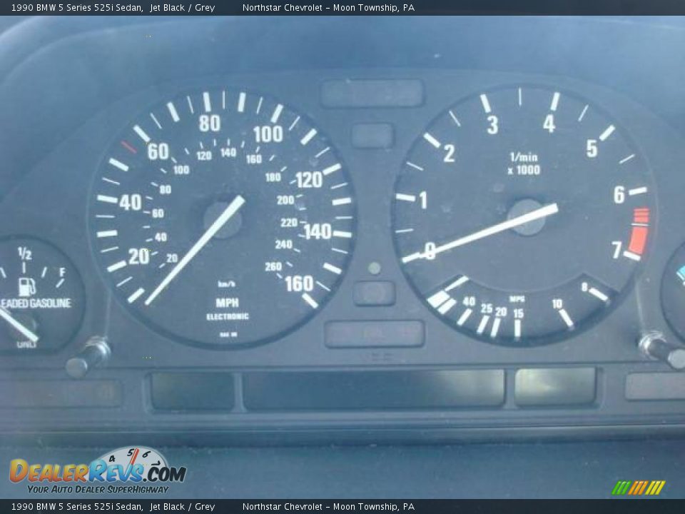 1990 BMW 5 Series 525i Sedan Jet Black / Grey Photo #15