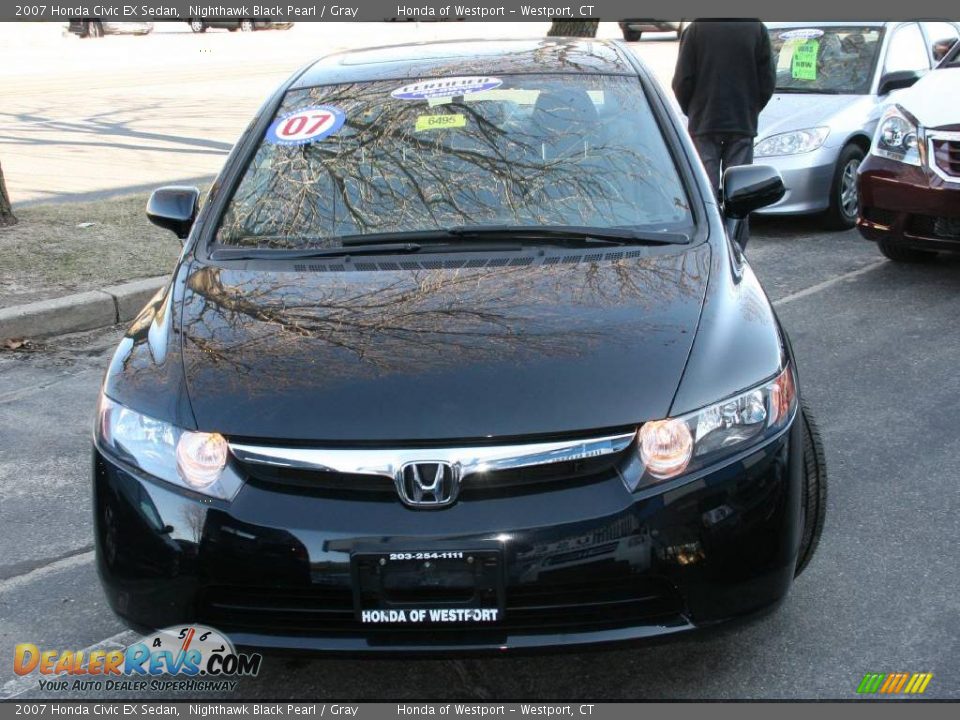 2007 Honda Civic EX Sedan Nighthawk Black Pearl / Gray Photo #2