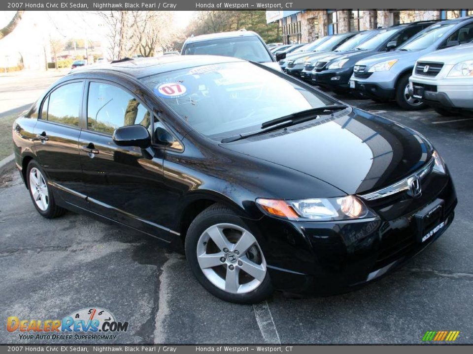 2007 Honda Civic EX Sedan Nighthawk Black Pearl / Gray Photo #3