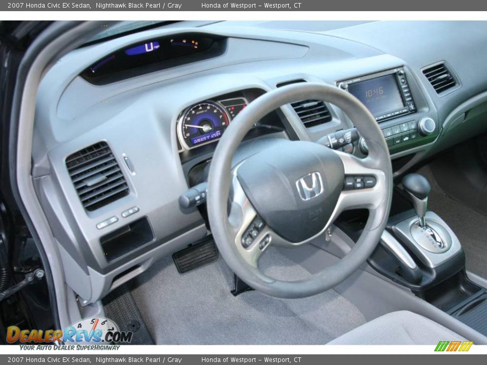 2007 Honda Civic EX Sedan Nighthawk Black Pearl / Gray Photo #11