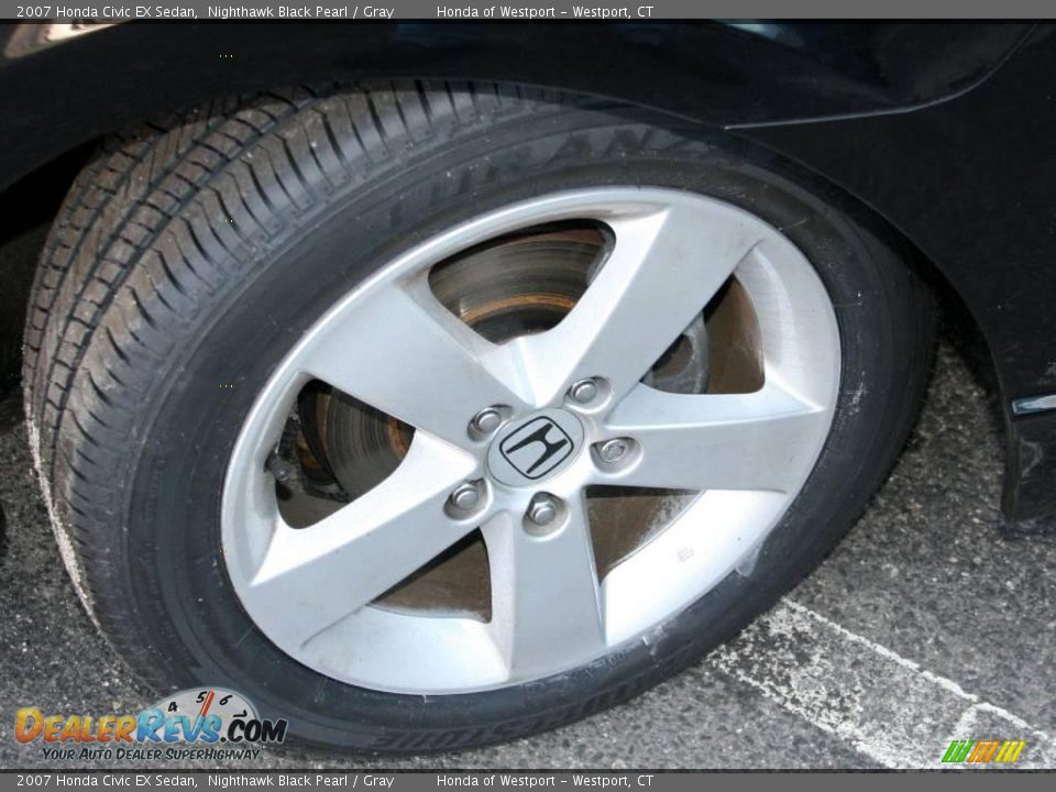 2007 Honda Civic EX Sedan Nighthawk Black Pearl / Gray Photo #16