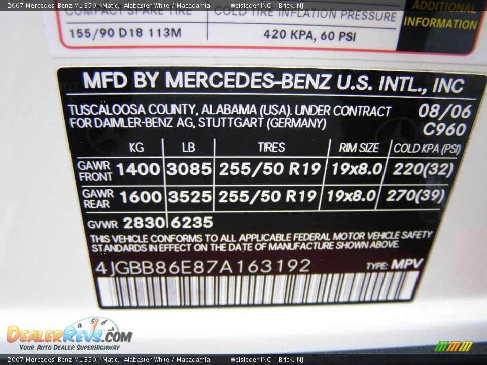 2007 Mercedes-Benz ML 350 4Matic Alabaster White / Macadamia Photo #28