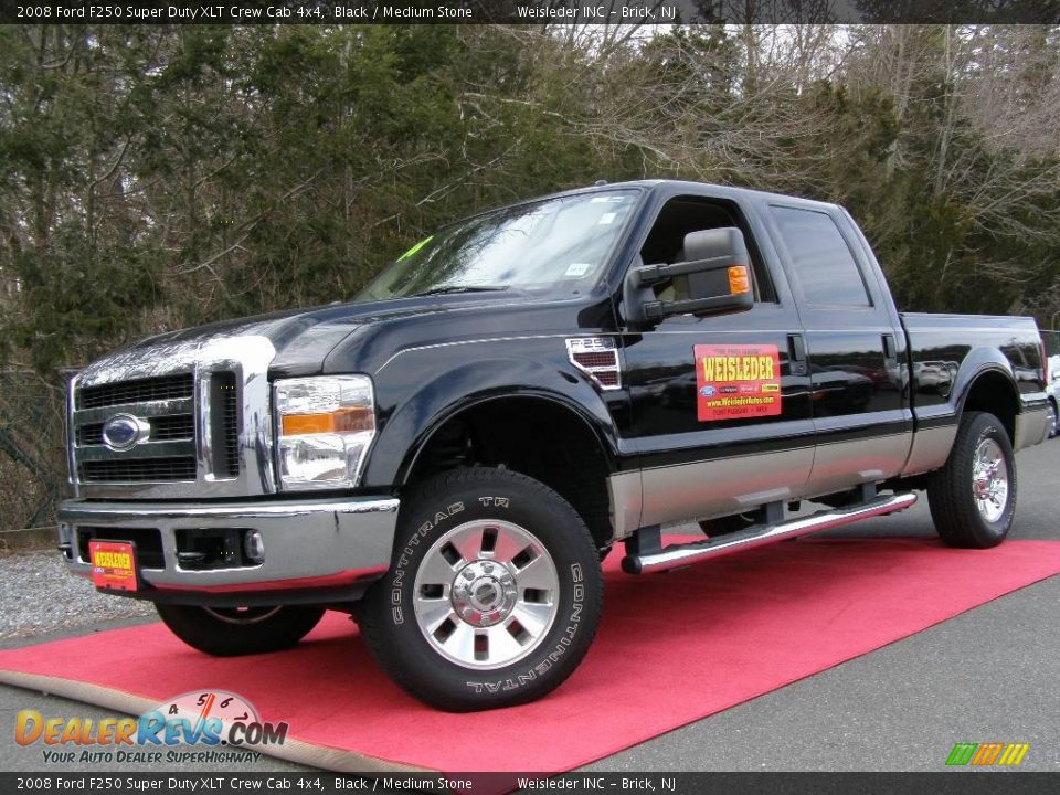 2008 Ford F250 Super Duty XLT Crew Cab 4x4 Black / Medium Stone Photo #1