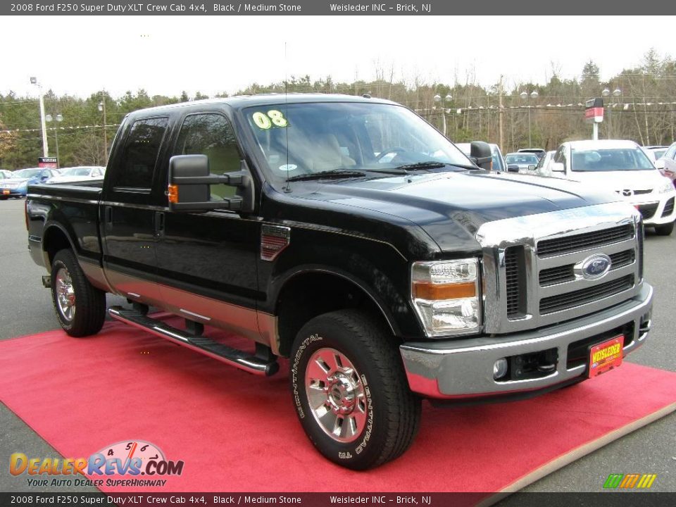2008 Ford F250 Super Duty XLT Crew Cab 4x4 Black / Medium Stone Photo #3