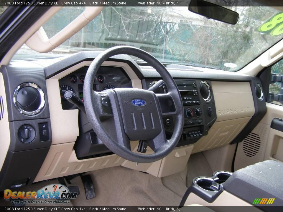 2008 Ford F250 Super Duty XLT Crew Cab 4x4 Black / Medium Stone Photo #13
