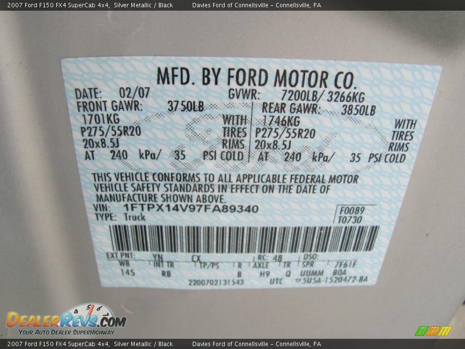 2007 Ford F150 FX4 SuperCab 4x4 Silver Metallic / Black Photo #14