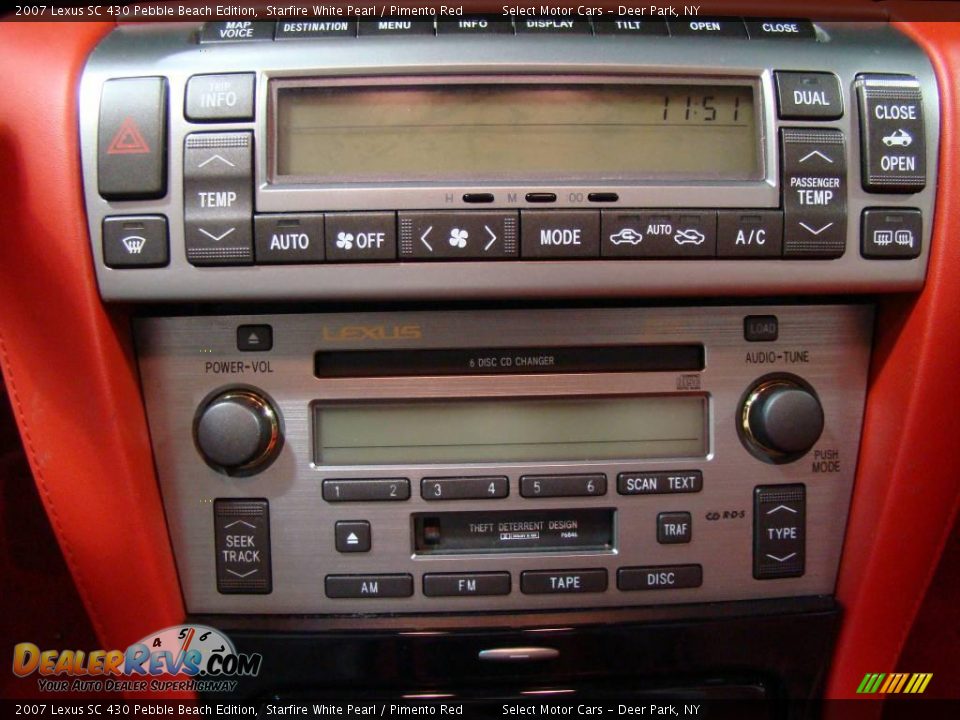 2007 Lexus SC 430 Pebble Beach Edition Starfire White Pearl / Pimento Red Photo #10