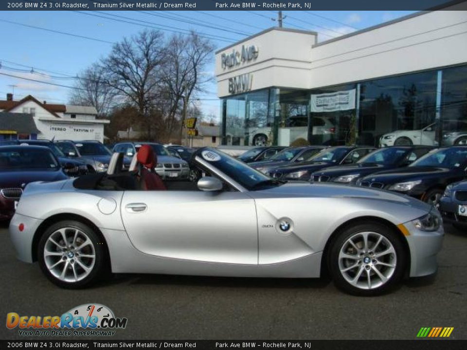 2006 BMW Z4 3.0i Roadster Titanium Silver Metallic / Dream Red Photo #1