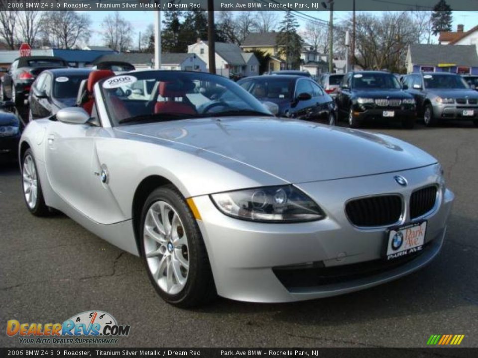 2006 BMW Z4 3.0i Roadster Titanium Silver Metallic / Dream Red Photo #3