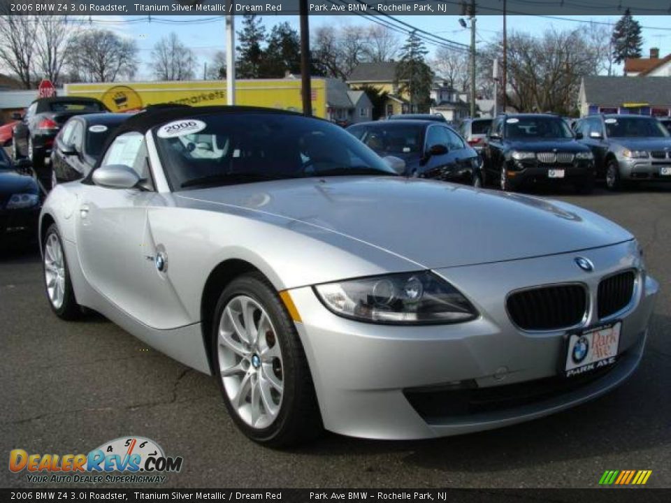 2006 BMW Z4 3.0i Roadster Titanium Silver Metallic / Dream Red Photo #4
