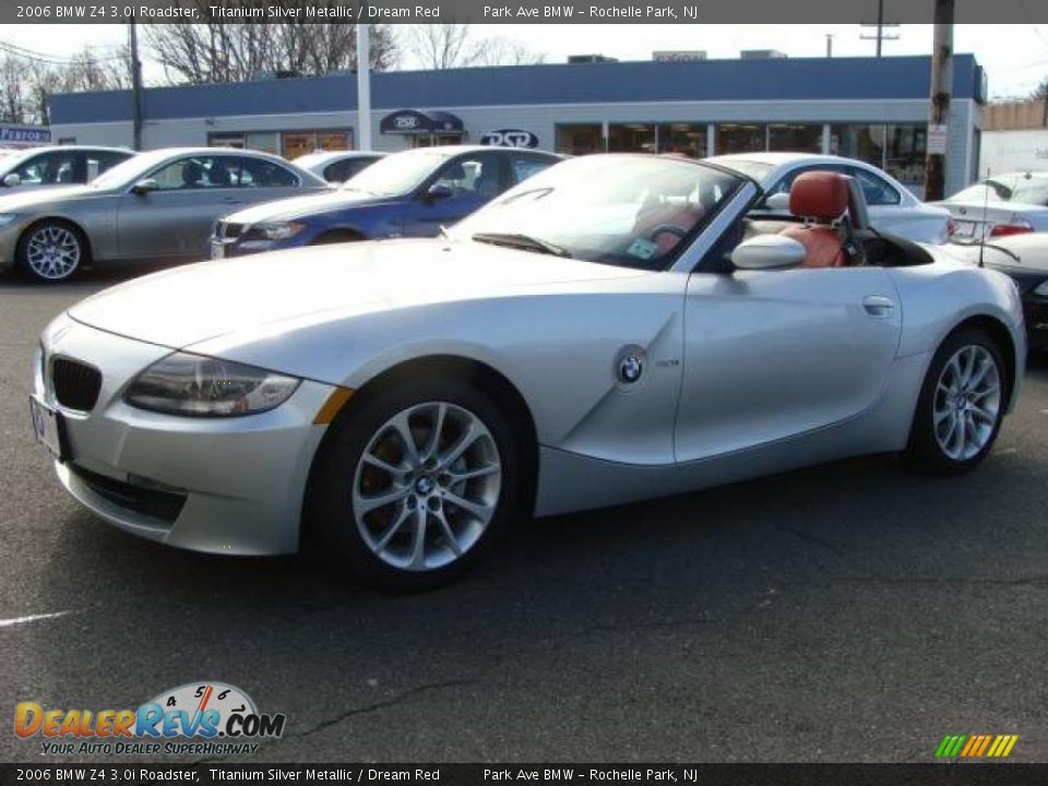 2006 BMW Z4 3.0i Roadster Titanium Silver Metallic / Dream Red Photo #6