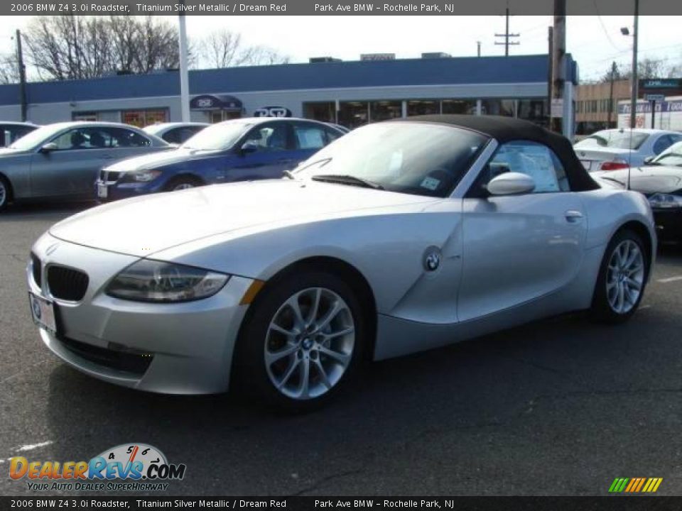 2006 BMW Z4 3.0i Roadster Titanium Silver Metallic / Dream Red Photo #7