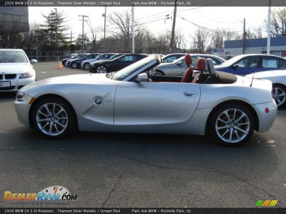 2006 BMW Z4 3.0i Roadster Titanium Silver Metallic / Dream Red Photo #8