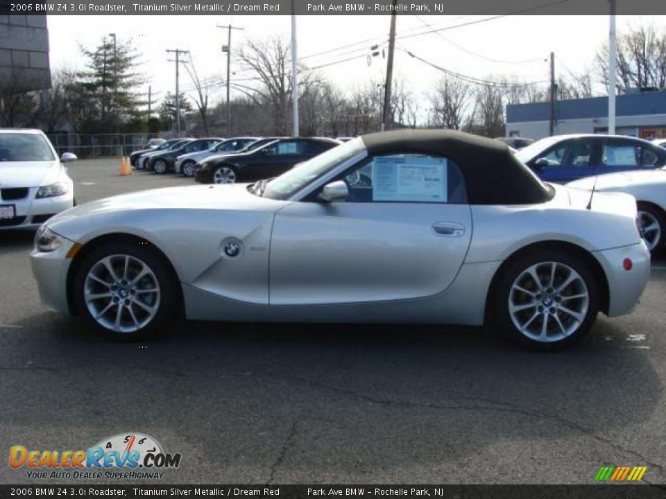 2006 BMW Z4 3.0i Roadster Titanium Silver Metallic / Dream Red Photo #9