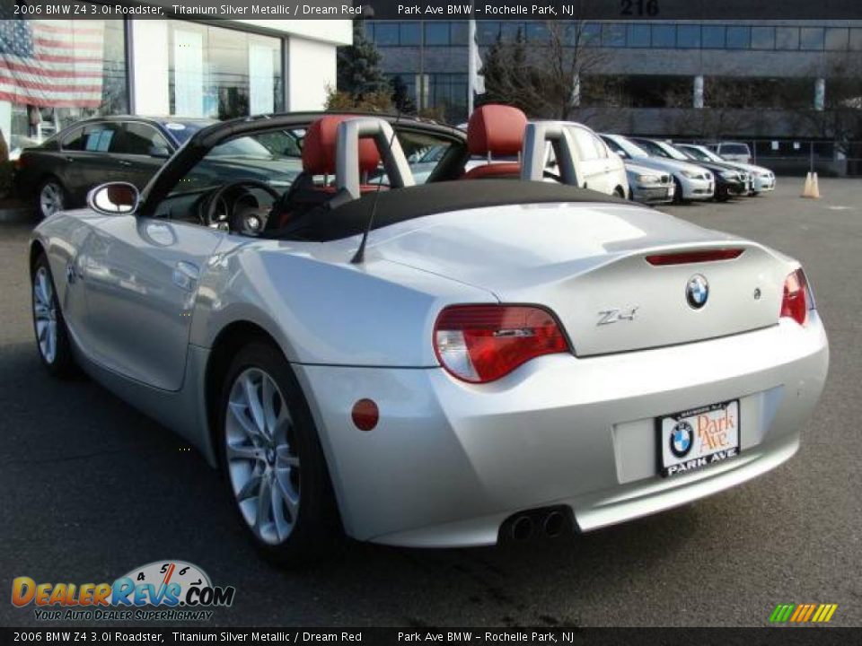 2006 BMW Z4 3.0i Roadster Titanium Silver Metallic / Dream Red Photo #10