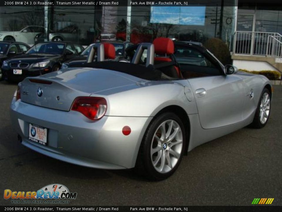 2006 BMW Z4 3.0i Roadster Titanium Silver Metallic / Dream Red Photo #14