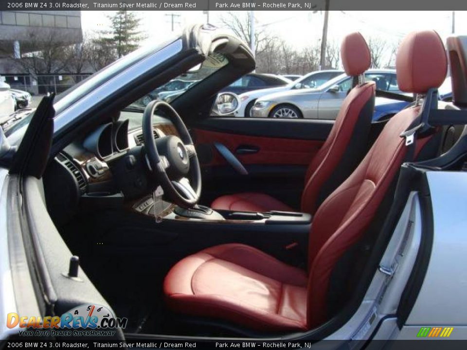 2006 BMW Z4 3.0i Roadster Titanium Silver Metallic / Dream Red Photo #17
