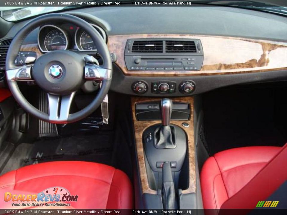 2006 BMW Z4 3.0i Roadster Titanium Silver Metallic / Dream Red Photo #20