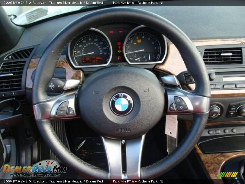 2006 BMW Z4 3.0i Roadster Titanium Silver Metallic / Dream Red Photo #21