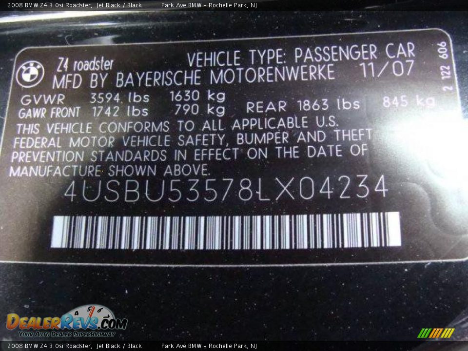 2008 BMW Z4 3.0si Roadster Jet Black / Black Photo #29