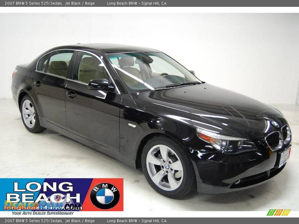 2007 BMW 5 Series 525i Sedan Jet Black / Beige Photo #1
